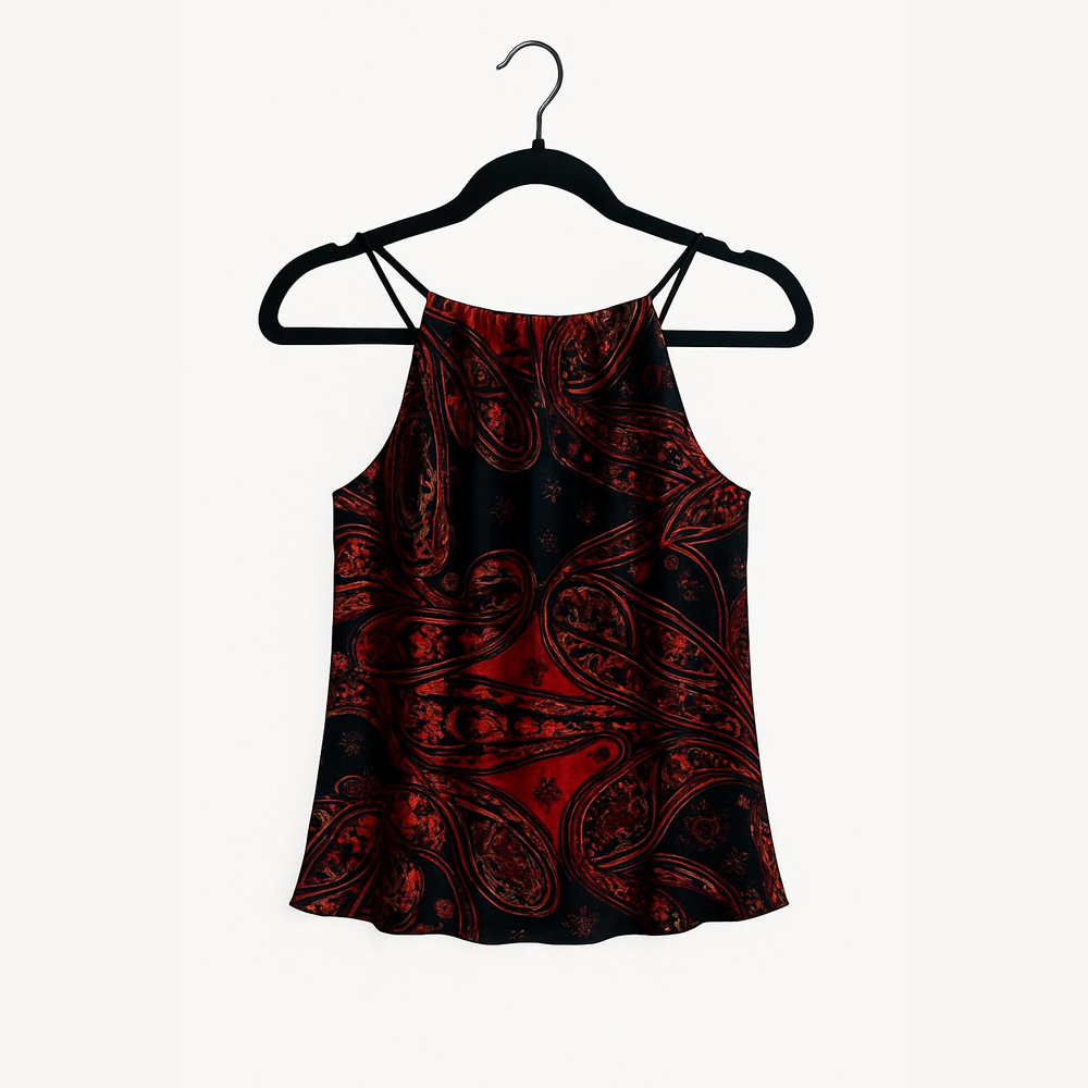 Elegant Red and Black Paisley Camisole - Picture 2 of 2